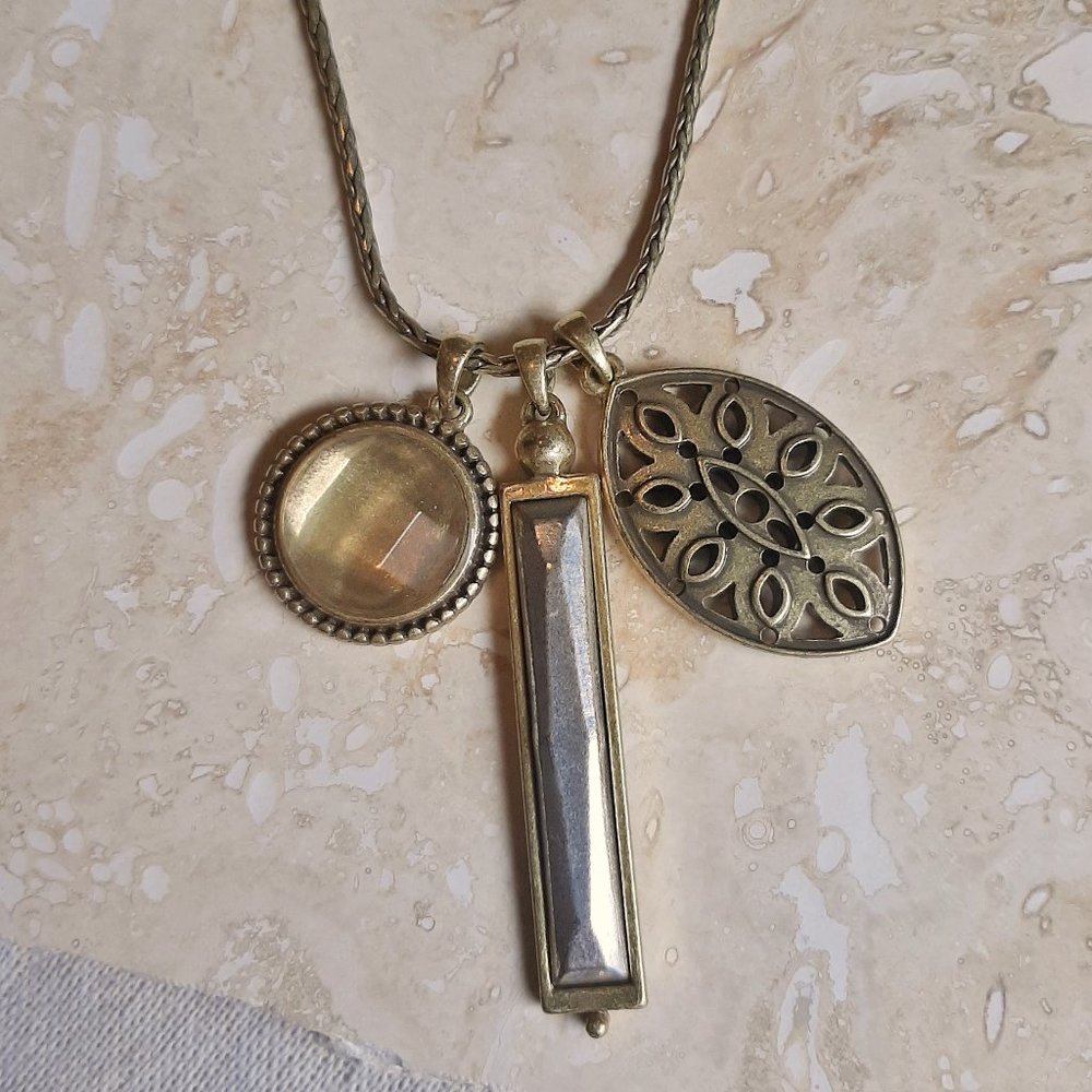 Lucky Brand Two Tone Charm Dangle Necklace